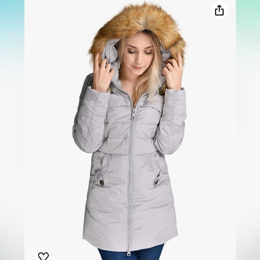 Valuker silver gray puffer parka size large EUC